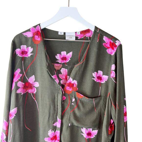 Junarose Women's Blouse US 20 Floral 100% Viscose Long Sleeve Plus Size - Picture 3 of 8
